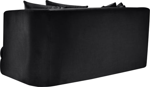 Jolie 66" Black Velvet Upholstered Loveseat, 1 Piece