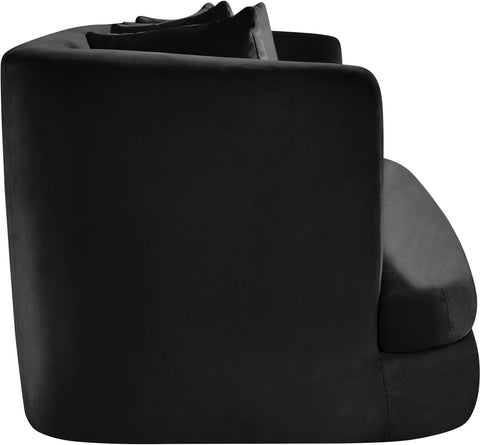 Jolie 66" Black Velvet Upholstered Loveseat, 1 Piece