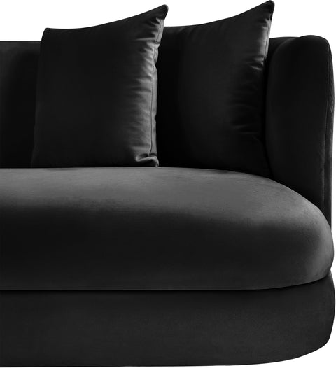 Jolie 66" Black Velvet Upholstered Loveseat, 1 Piece