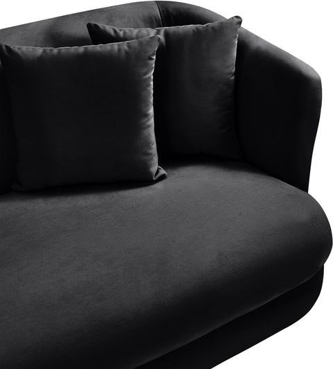 Jolie 66" Black Velvet Upholstered Loveseat, 1 Piece