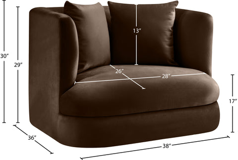 Jolie Brown Velvet Upholstered Chair, 1 Piece (Style 2)