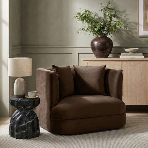 Jolie Brown Velvet Upholstered Chair, 1 Piece (Style 2)