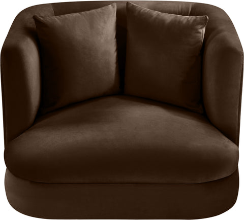 Jolie Brown Velvet Upholstered Chair, 1 Piece (Style 2)