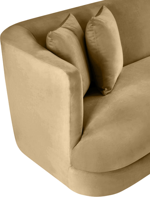 Jolie 93.5" Camel Velvet Upholstered Sofa, 1 Piece