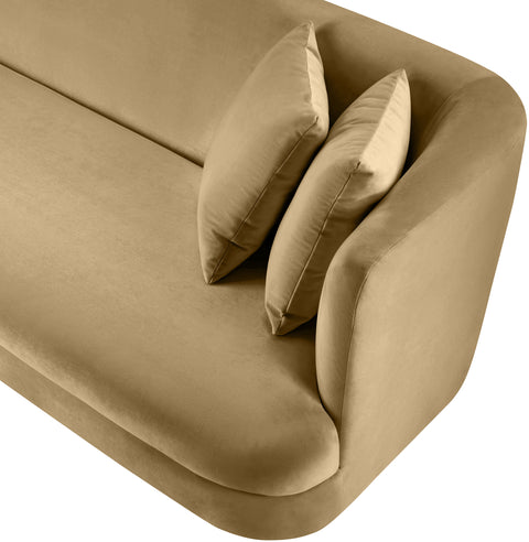 Jolie 93.5" Camel Velvet Upholstered Sofa, 1 Piece