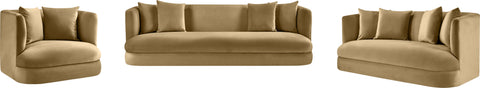 Jolie 93.5" Camel Velvet Upholstered Sofa, 1 Piece