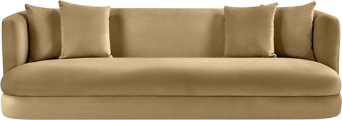 Jolie 93.5" Camel Velvet Upholstered Sofa, 1 Piece
