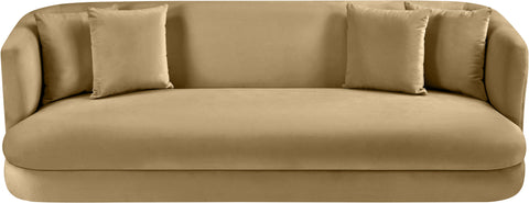 Jolie 93.5" Camel Velvet Upholstered Sofa, 1 Piece