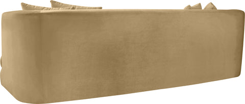 Jolie 93.5" Camel Velvet Upholstered Sofa, 1 Piece