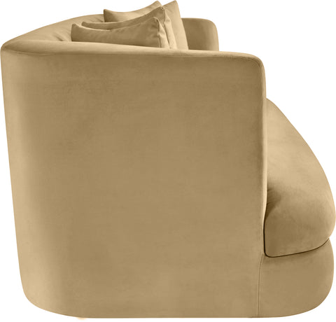 Jolie 93.5" Camel Velvet Upholstered Sofa, 1 Piece