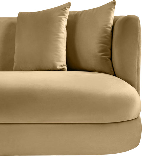 Jolie 93.5" Camel Velvet Upholstered Sofa, 1 Piece