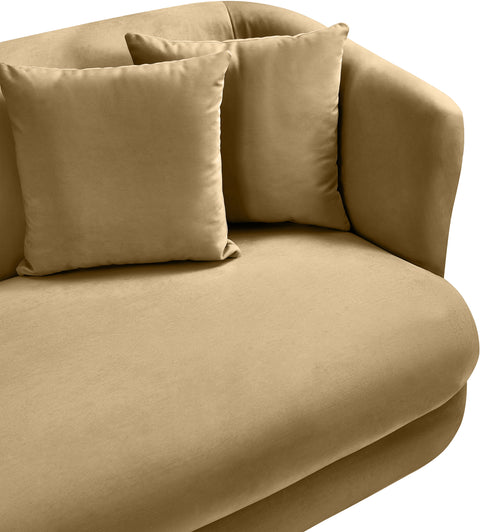 Jolie 93.5" Camel Velvet Upholstered Sofa, 1 Piece