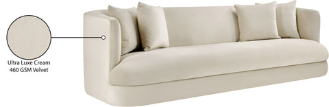 Jolie 93.5" Cream Velvet Upholstered Sofa, 1 Piece