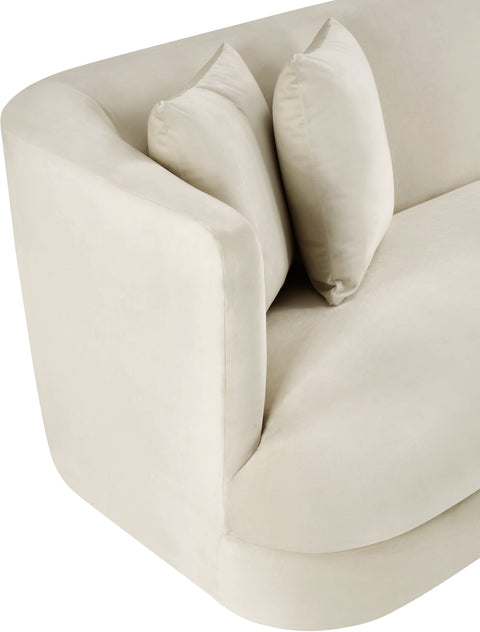 Jolie 93.5" Cream Velvet Upholstered Sofa, 1 Piece