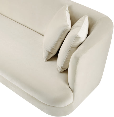 Jolie 93.5" Cream Velvet Upholstered Sofa, 1 Piece