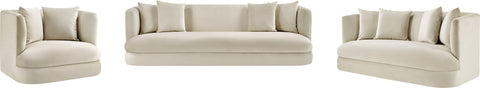 Jolie 93.5" Cream Velvet Upholstered Sofa, 1 Piece