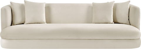 Jolie 93.5" Cream Velvet Upholstered Sofa, 1 Piece