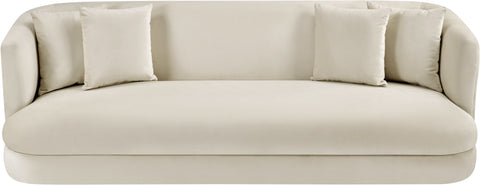 Jolie 93.5" Cream Velvet Upholstered Sofa, 1 Piece