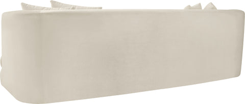 Jolie 93.5" Cream Velvet Upholstered Sofa, 1 Piece