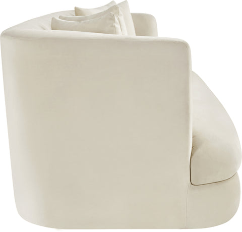 Jolie 93.5" Cream Velvet Upholstered Sofa, 1 Piece