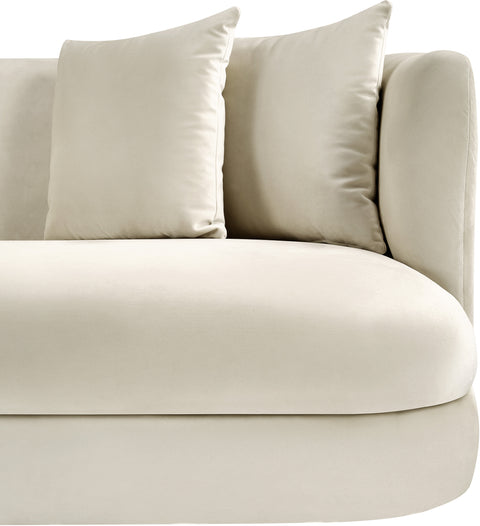 Jolie 93.5" Cream Velvet Upholstered Sofa, 1 Piece