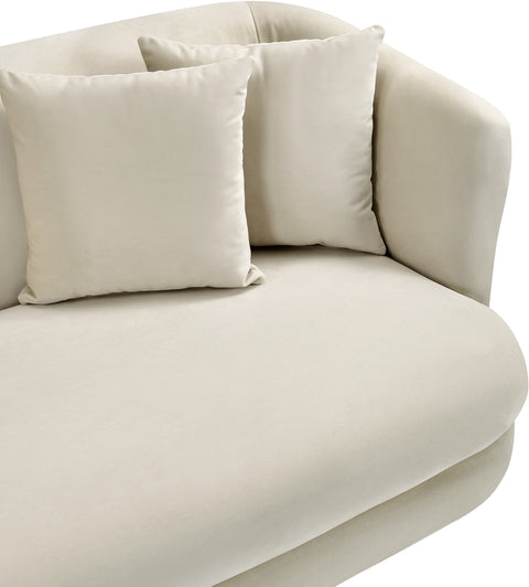 Jolie 93.5" Cream Velvet Upholstered Sofa, 1 Piece