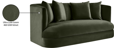 Jolie 66" Green Velvet Upholstered Loveseat, 1 Piece