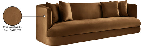 Jolie 93.5" Saddle Velvet Upholstered Sofa, 1 Piece