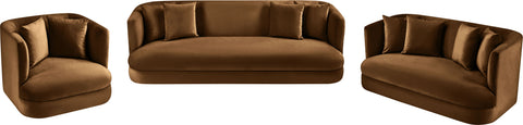 Jolie 93.5" Saddle Velvet Upholstered Sofa, 1 Piece