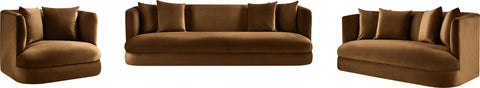 Jolie 93.5" Saddle Velvet Upholstered Sofa, 1 Piece