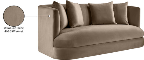 Jolie 66" Taupe Velvet Upholstered Loveseat, 1 Piece