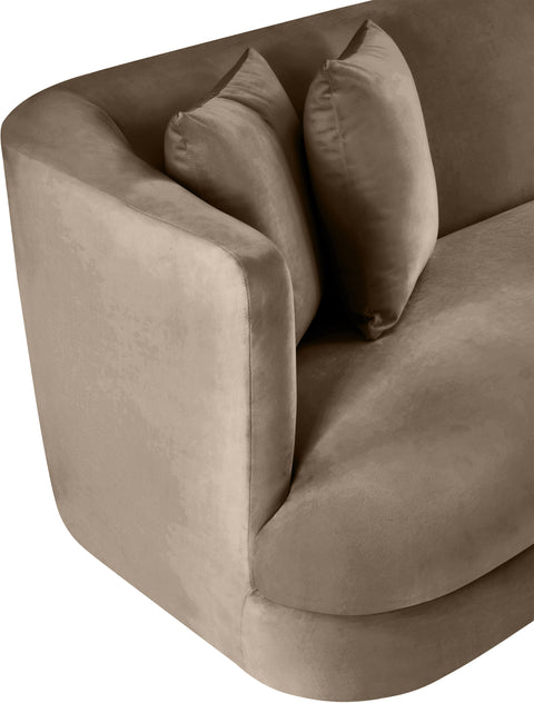 Jolie 66" Taupe Velvet Upholstered Loveseat, 1 Piece