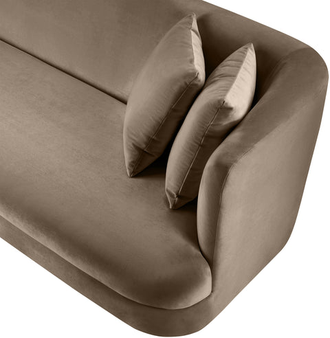 Jolie 66" Taupe Velvet Upholstered Loveseat, 1 Piece