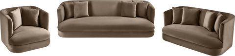 Jolie 66" Taupe Velvet Upholstered Loveseat, 1 Piece
