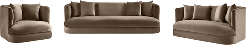Jolie 66" Taupe Velvet Upholstered Loveseat, 1 Piece