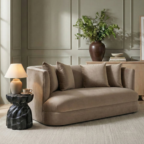 Jolie 66" Taupe Velvet Upholstered Loveseat, 1 Piece