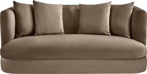 Jolie 66" Taupe Velvet Upholstered Loveseat, 1 Piece
