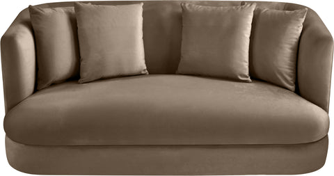 Jolie 66" Taupe Velvet Upholstered Loveseat, 1 Piece