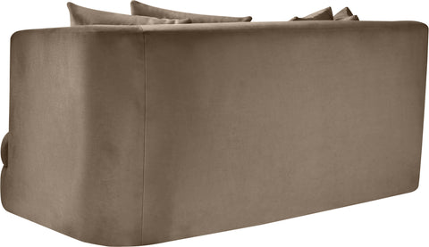 Jolie 66" Taupe Velvet Upholstered Loveseat, 1 Piece