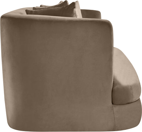 Jolie 66" Taupe Velvet Upholstered Loveseat, 1 Piece