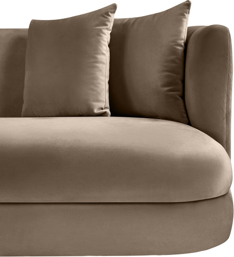 Jolie 66" Taupe Velvet Upholstered Loveseat, 1 Piece
