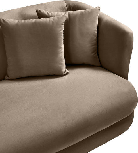 Jolie 66" Taupe Velvet Upholstered Loveseat, 1 Piece