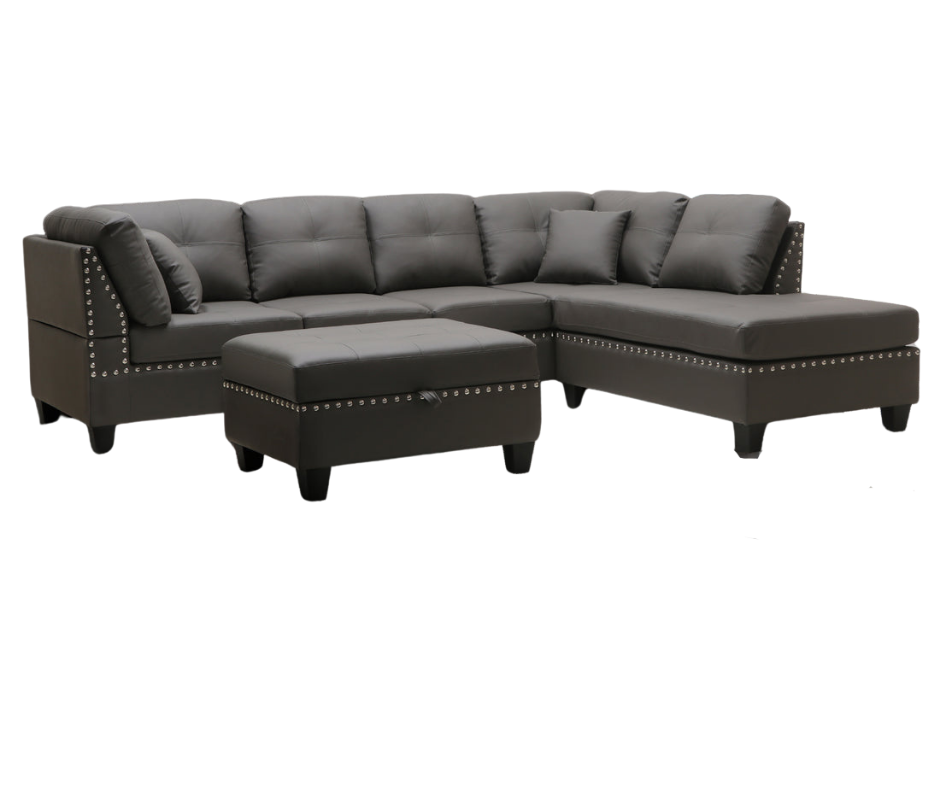 mandy sectional with free ottoman in grey