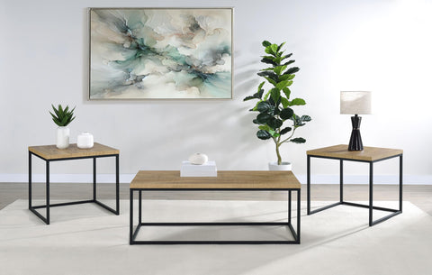 Gislen 3-piece Engineered Wood Coffee Table Set Mango and Black
