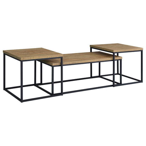 Gislen 3-piece Engineered Wood Coffee Table Set Mango and Black