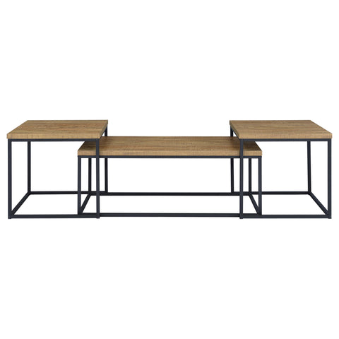 Gislen 3-piece Engineered Wood Coffee Table Set Mango and Black