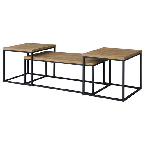 Gislen 3-piece Engineered Wood Coffee Table Set Mango and Black