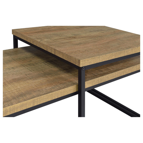Gislen 3-piece Engineered Wood Coffee Table Set Mango and Black