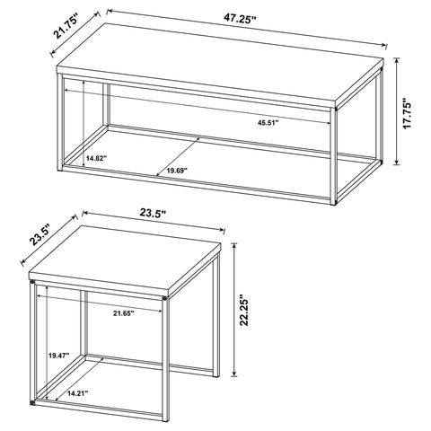 Gislen 3-piece Engineered Wood Coffee Table Set Mango and Black