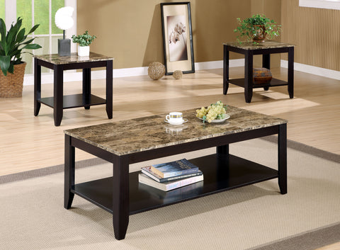 Bethany 3-piece Faux Marble Top Coffee Table Set CappuccinoBrown Faux Marble